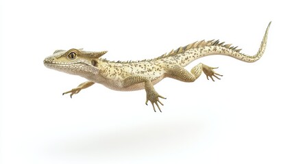 Obraz premium Flying draco lizard with spiny back on white background