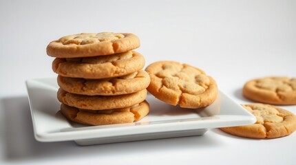 Stack of Sugar Cookies on a White Plate and Background