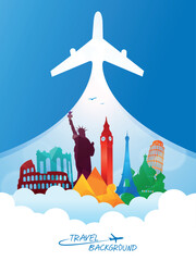 Travel and tourism concept, travel post card, vector file