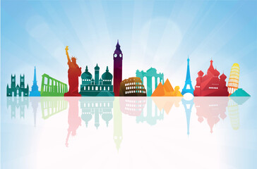 Travel and tourism skyline, travel around the world concept