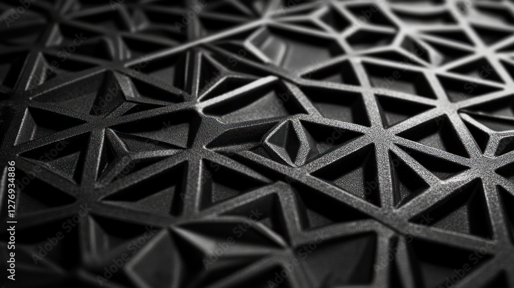Poster monochrome geometric design with intricate triangle and star patterns