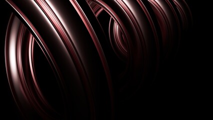 Abstract metal spirals, 3D render, smooth reflective surfaces, dark background