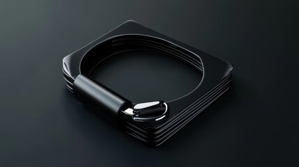 Modern black bicycle lock on matte surface with key mechanism