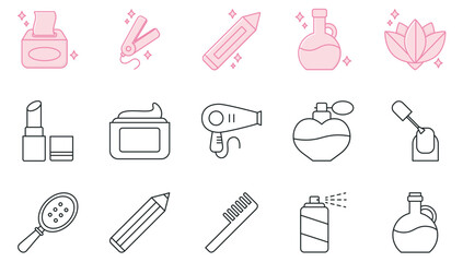 Set of beauty vector icons with white background with white background