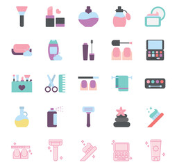 Set of beauty vector icons with white background with white background