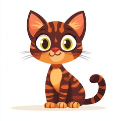 Fototapeta premium A Cute Cartoon Cat Sitting on a White Background