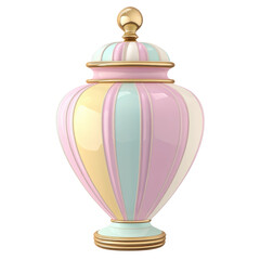 Colorful decorative urn against a white background