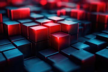 Obraz premium Abstract Red & Blue Cubes: 3D Geometric Art