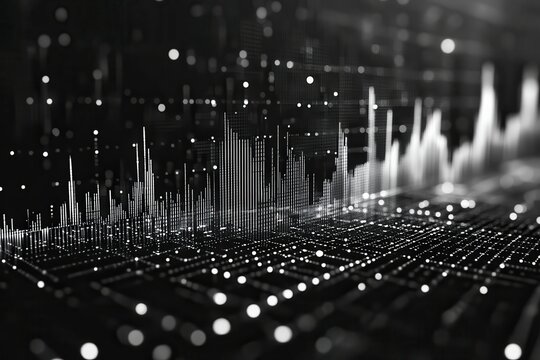 Fototapeta Visual Representation of Venture Capital With Geometric Art and Stock Market Analytics in Black and White. Generative AI