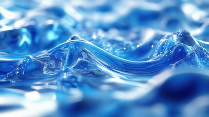 Close-up of rippling blue water surface with reflective waves and natural light effects