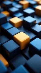 Abstract Blue & Orange Cubes: 3D Design