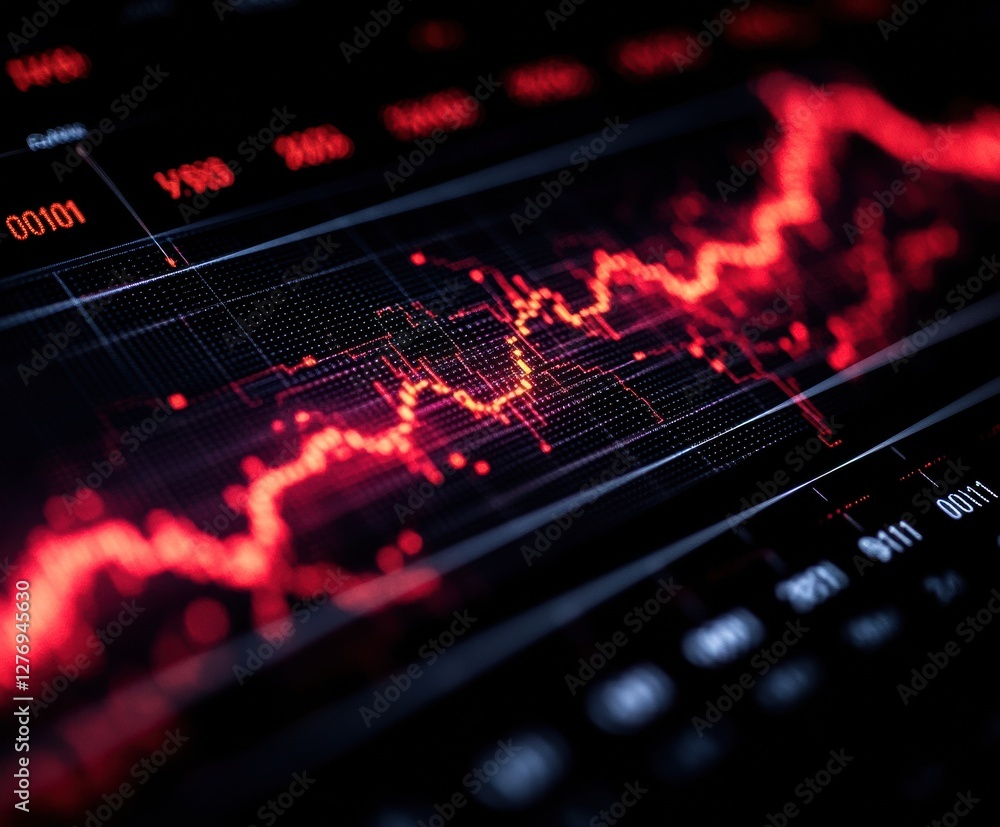 Aufkleber Stock Market Graph with Financial Data and Charting Software