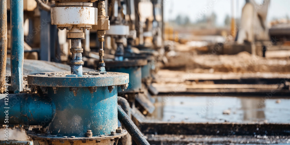 Poster Close-up view of lithium extraction equipment in operation. Generative AI