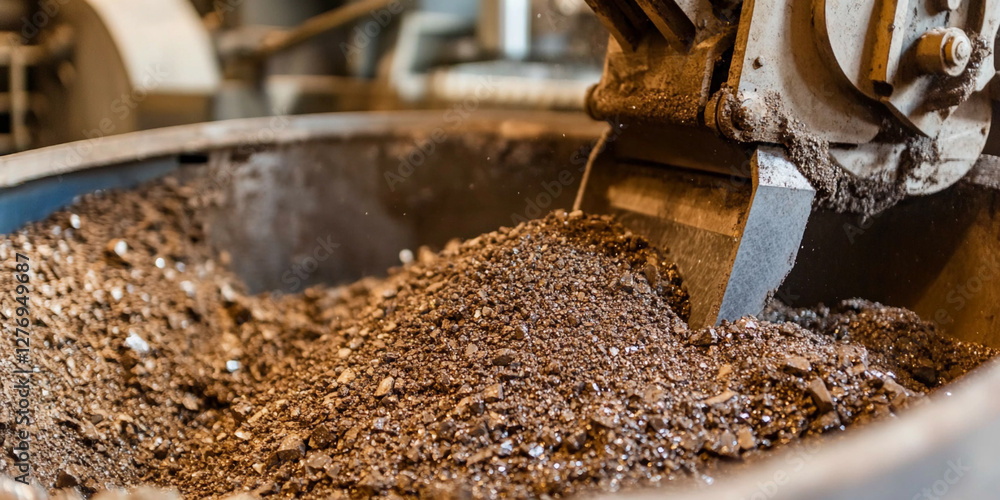 Aufkleber Graphite ore being crushed in processing facility. Generative AI