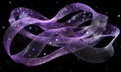 Abstract Purple Ribbon on Black Background