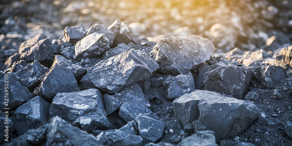 Poster hard rock spodumene ore exposed in mining site. generative ai