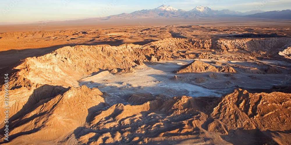 Poster lithium extraction area in atacama desert landscape. generative ai