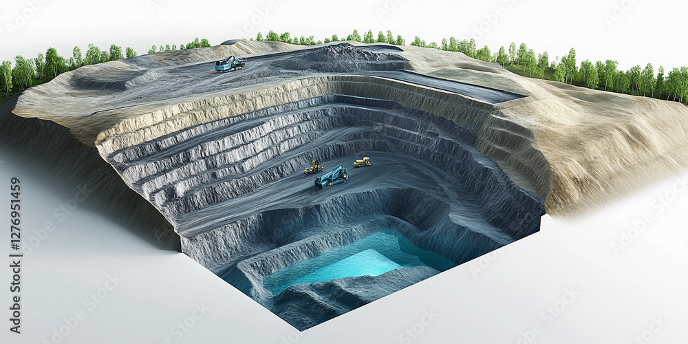 Poster Mining lithium nickel cobalt at an open pit site. Generative AI