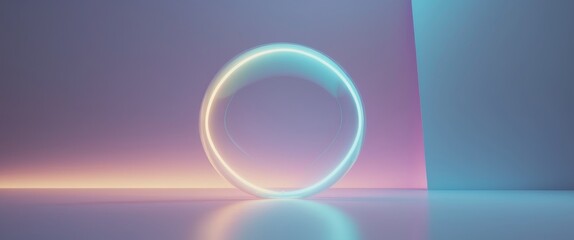 Obraz premium Neon bubbles abstract background light sphere round.