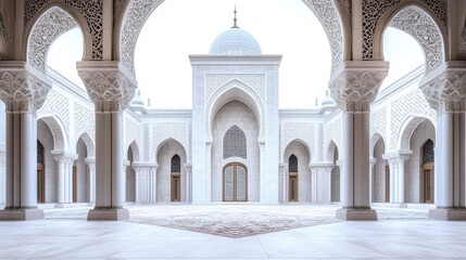 Obraz premium Stunning Architectural Details of Grand Mosque Courtyard Space