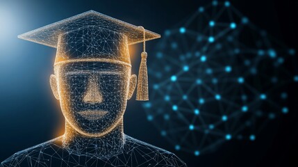 Abstract graduate student digital network concept.