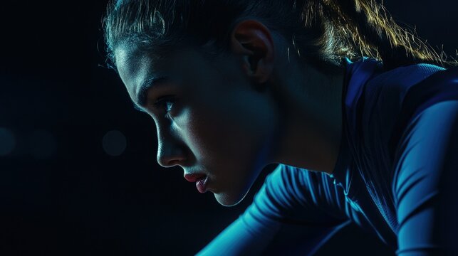 Professional female volleyball player, mid-action shot with a focus on intensity and determination.