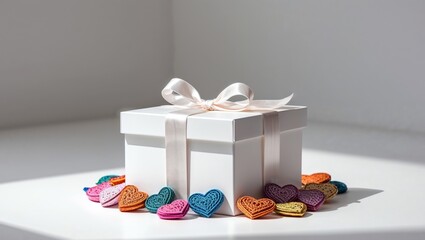 Gift Box with Colorful Hearts Mockup for Romantic Occasions.