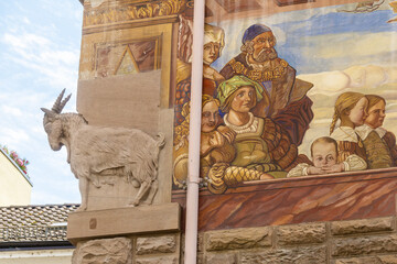 Painted facade of an old house in the old town of Konstanz, Constance, Germany	
