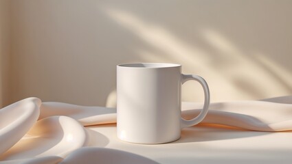 Empty White Mug Mockup with a Soft Cozy Atmosphere.