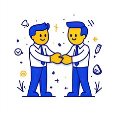 Business people handshake. Deal making with decorative graphics background. Use for presentations