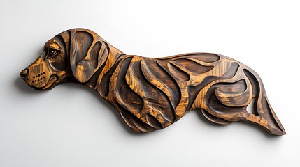Obraz premium Carving, Wood Sculpture, Dog, Abstract Image, Texture, Pattern Background, Wallpaper, Smartphone Cover and Screen, PC, Laptop, 9:16 and 16:9 Format