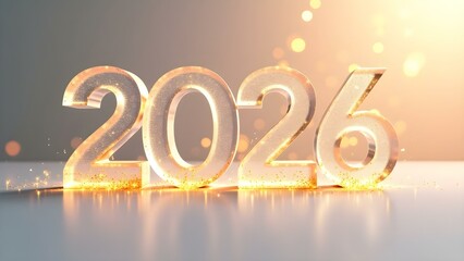 Golden glowing number 2026 with sparkling light effects