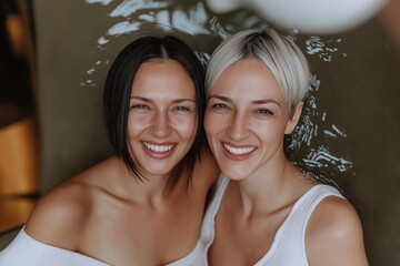 Two women enjoy a joyful breakfast together, laughing as they connect over delicious food and sunny conversation
