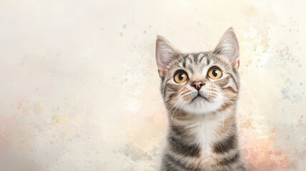 Obraz premium Captivating portrait, intense yelloweyed cat stares with piercing gaze intense