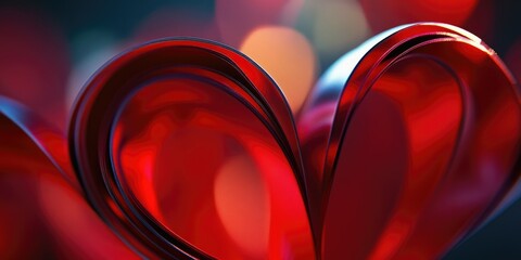 Close-up of red heart-shaped objects floating in a blurred water background.