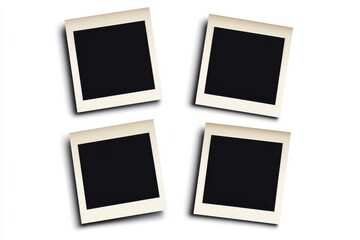 Blank Polaroid photo frames mockup set with vintage style and realistic shadows on a white background for design purposes