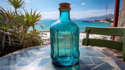 bottle of water on the beach