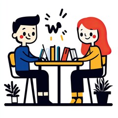 Fototapeta premium Couple studying together at table with books indoors, idea, concept, education, students