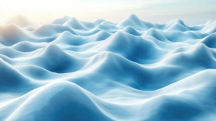 Obraz premium Abstract Blue Waves: 3D Render of Serene Hills
