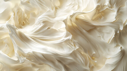 Abstract flowing curves with elegant folds, creating a visually stunning creamy white texture.