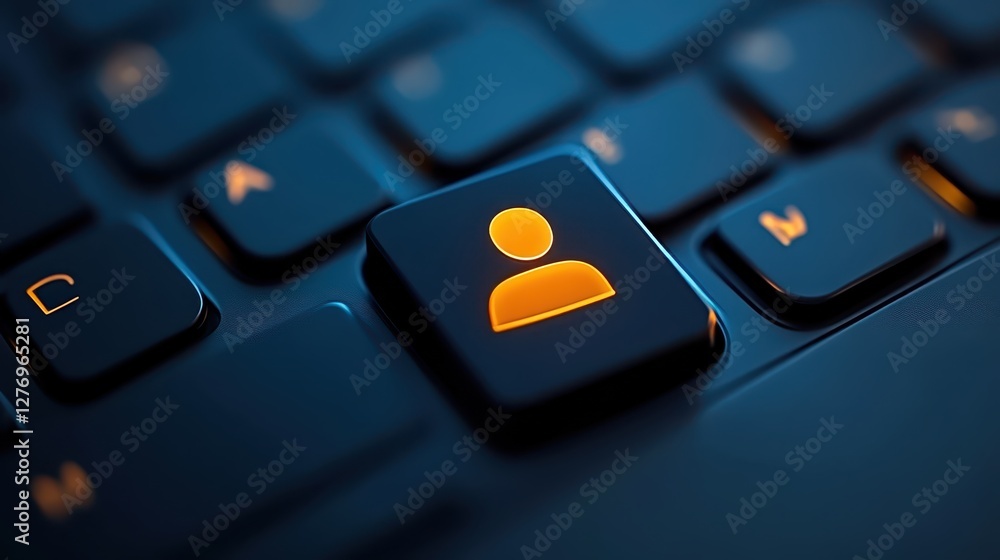 Poster closeup of keyboard with highlighted yellow key for enhanced accessibility