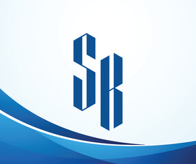 SK letter logo design template elements. Modern abstract digital alphabet letter logo. Vector illustration. New Modern logo.