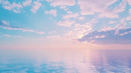 Fototapeta premium Dreamy seascape reflecting pastel sky at tranquil sunset horizon