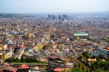 View of Naples and Vesuvius from Castel Sant'Elmo, Campania, Italy, Europe