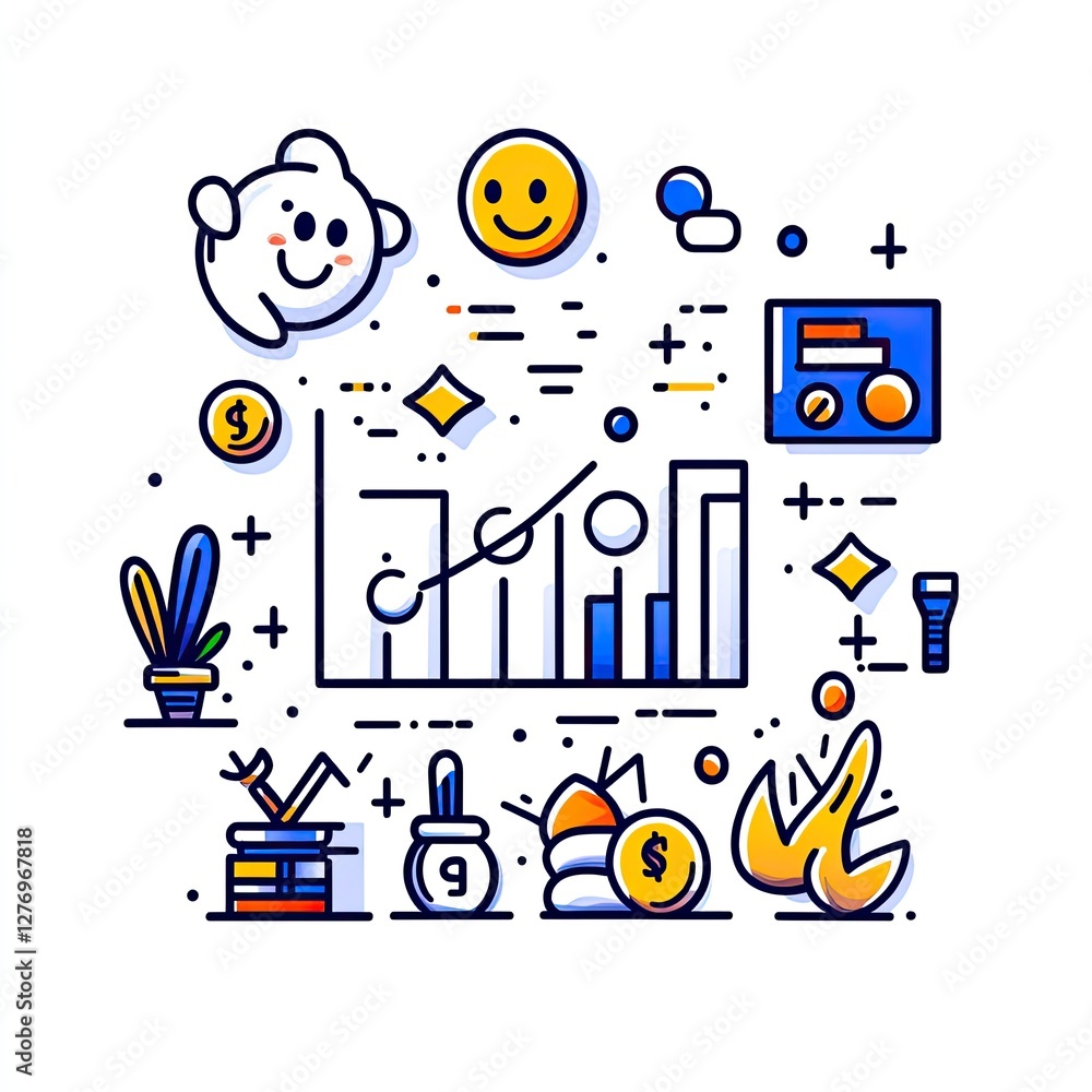 Poster graph showing growth and progress. decoration elements in background. suitable for business