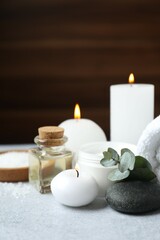Beautiful spa composition on the table in spa room