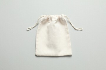 Small eco sack on gray background. Top view.
