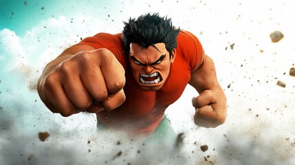 comic superhero "punch" landing powerful
