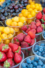Mix of fresh ripe berries raspberry, strawberry, blackberry and others