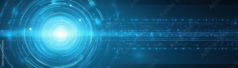 Poster abstract blue circular design on a gradient background for modern digital art